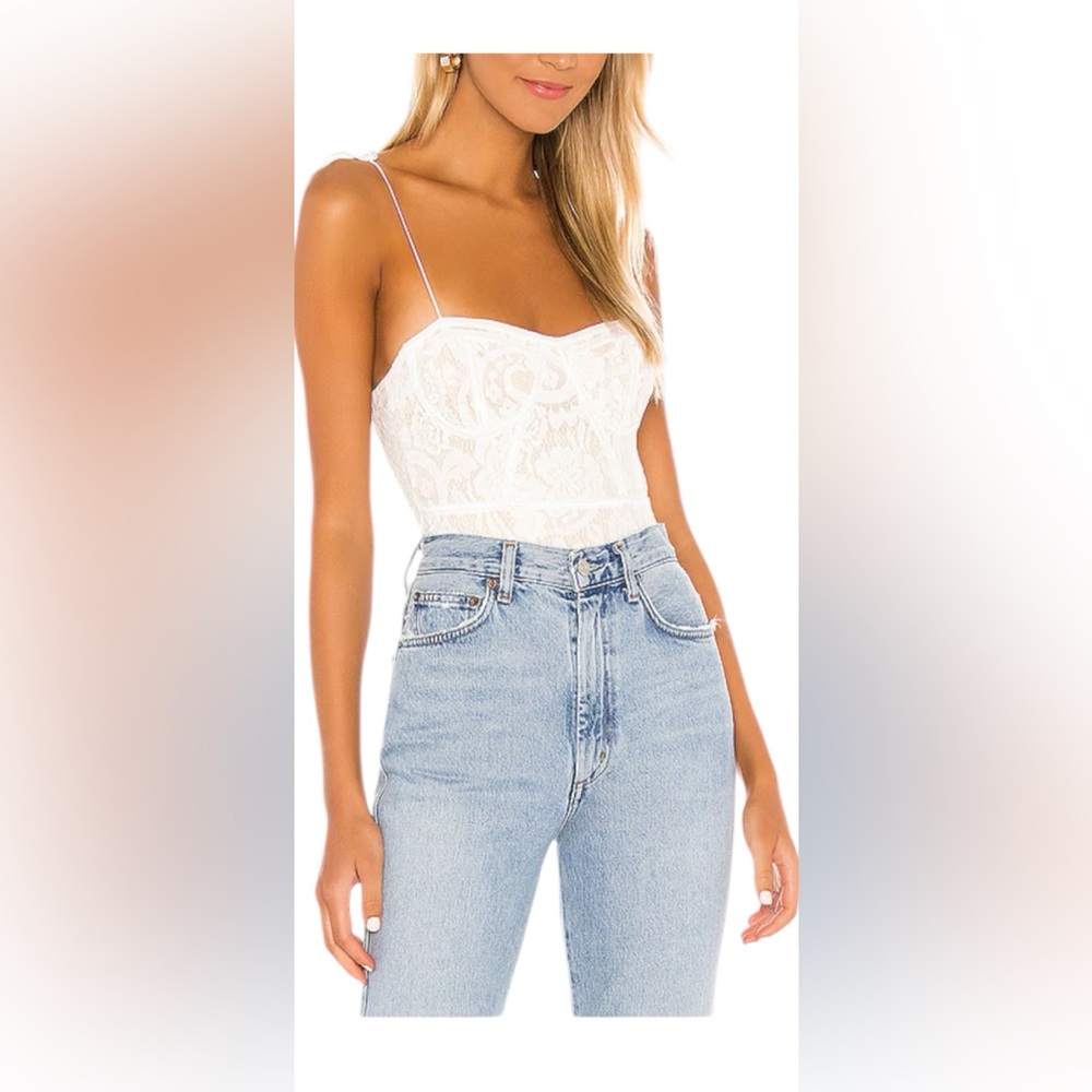 Superdown Stasia Lace Bodysuit White Nude S Revolve - Picture 6 of 6